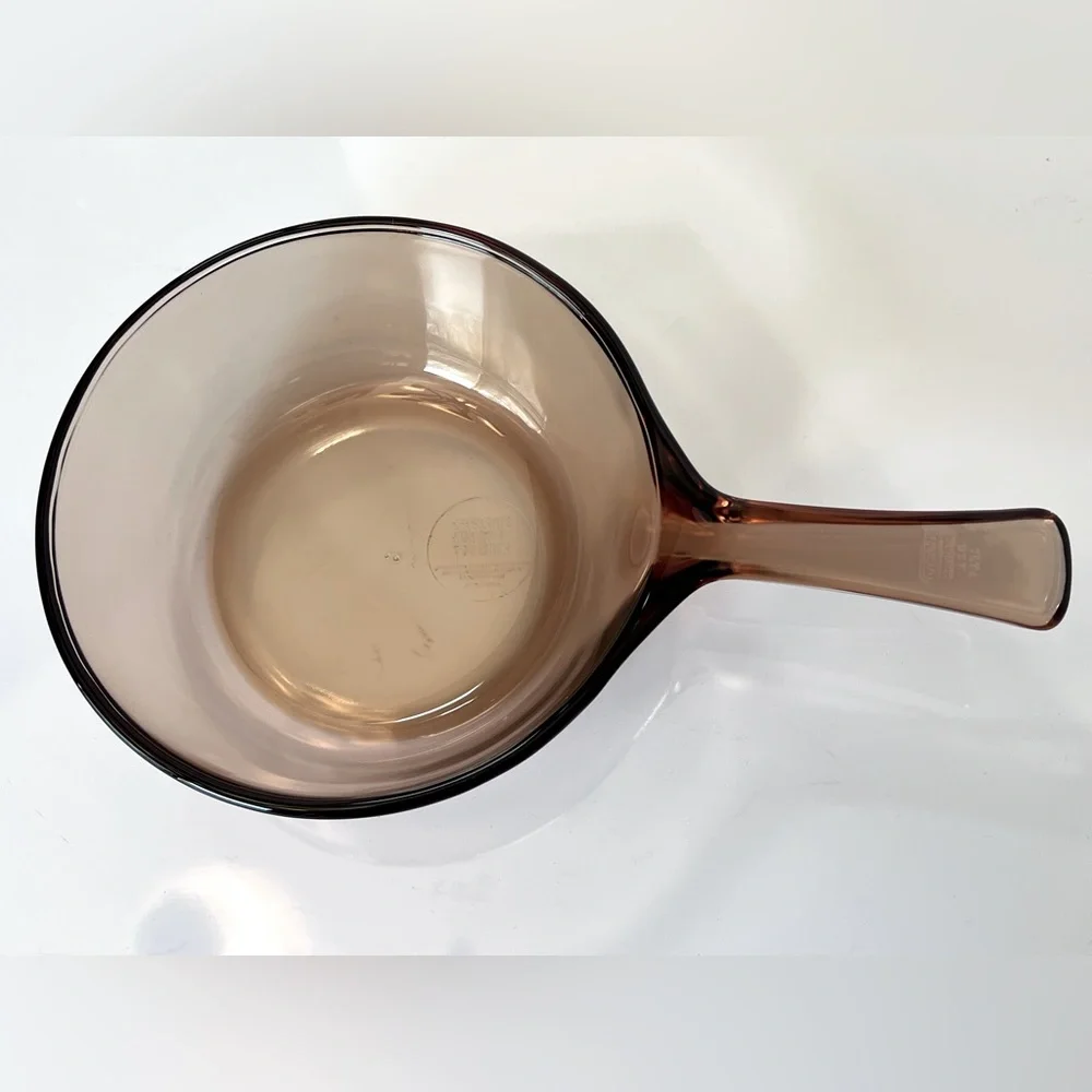 Vintage 1980’s Amber Brown Vision Corningware .5 Liter Covered Sauce Pot.